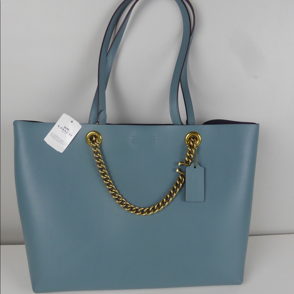 Coach Signature Chain Central Leather Tote Bag NWT